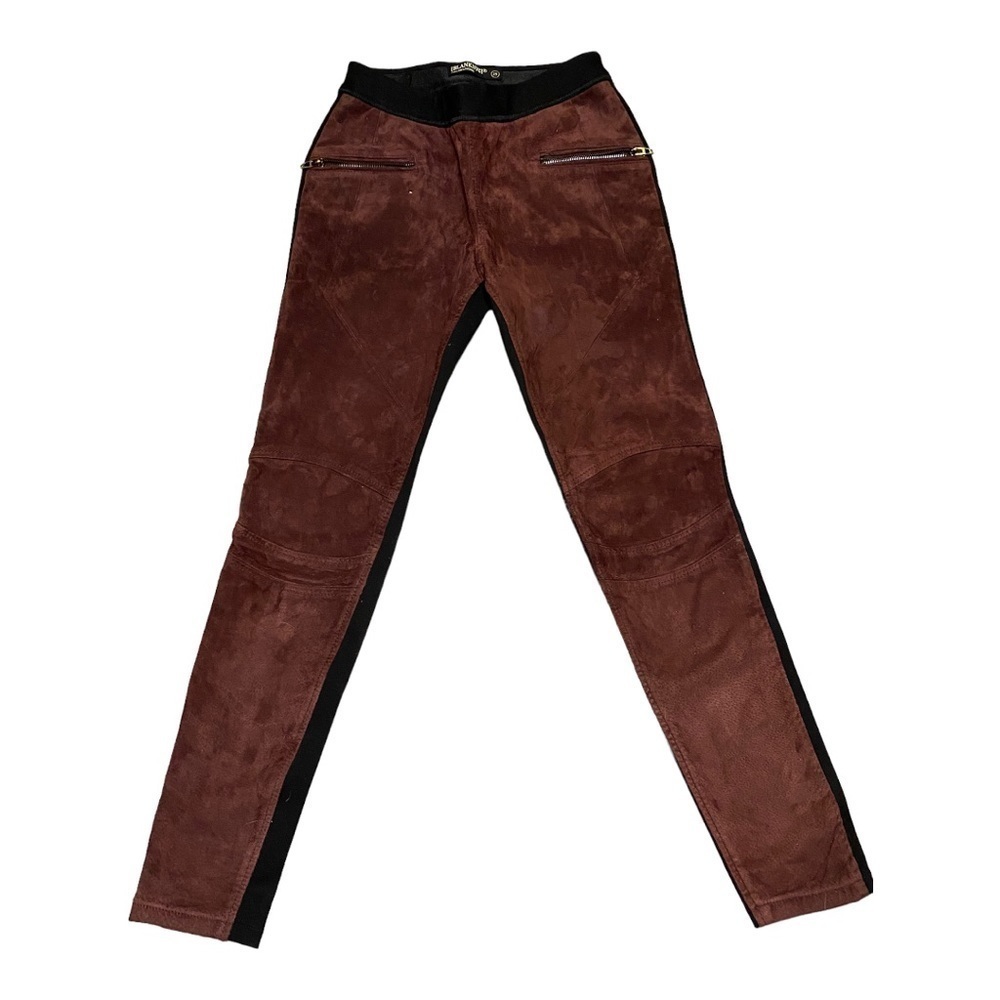 BLANKNYC Pull On Legging Two Tone Leather Burgundy Suede Front Black Back - Picture 6 of 7